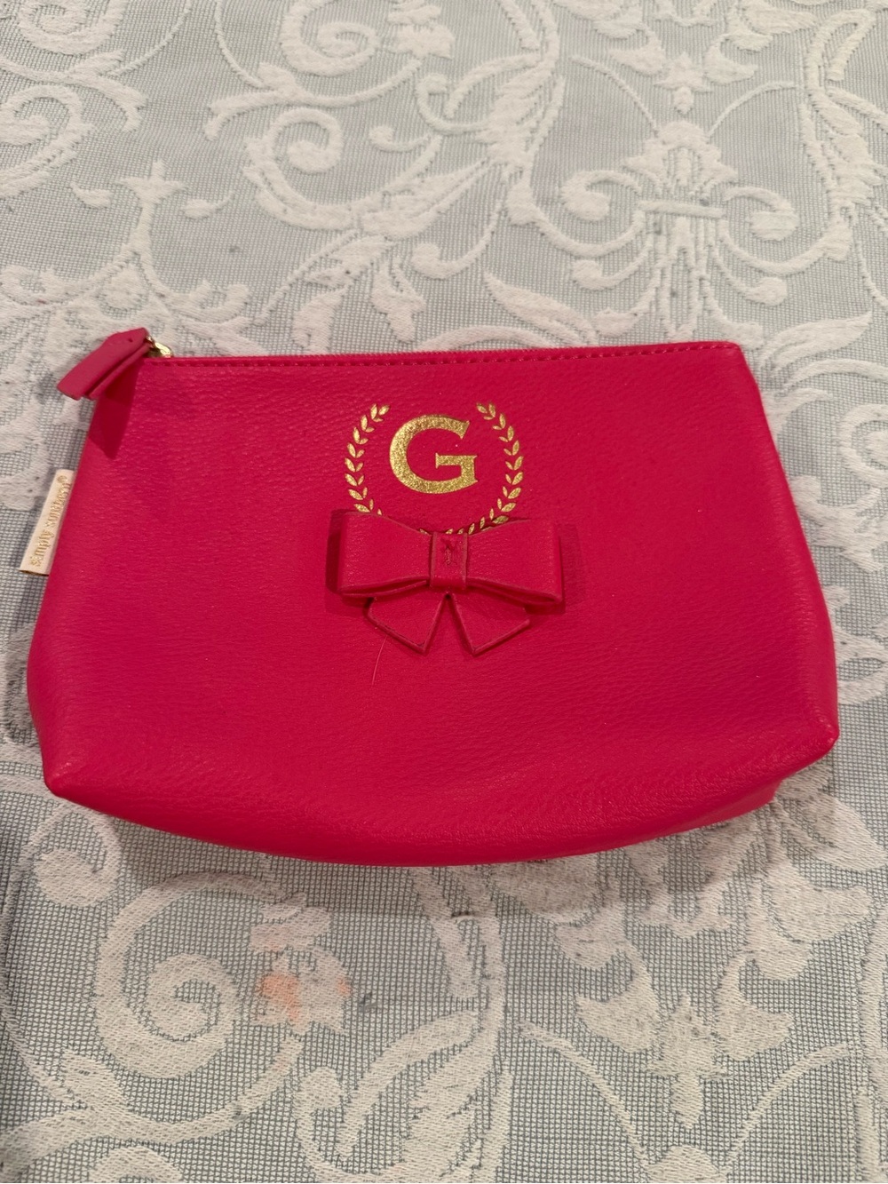 Simply Southern Hot Pink Cosmetic Pouch with Gold Emblem